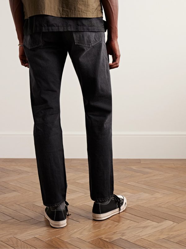 Slim-Fit Straight-Leg Stone-Washed Jeans - BK