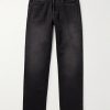 Slim-Fit Straight-Leg Stone-Washed Jeans