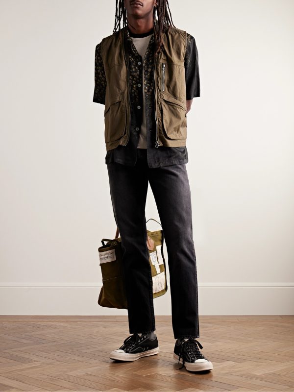 Slim-Fit Straight-Leg Stone-Washed Jeans - OU