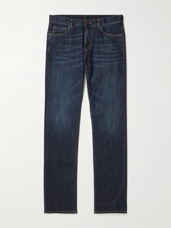 Slim-Fit Straight-Leg Stretch-Denim Jeans
