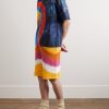 Straight-Leg Crochet-Knit Striped Cotton Shorts - OU Straight-Leg Crochet-Knit Striped Cotton Shorts - OU