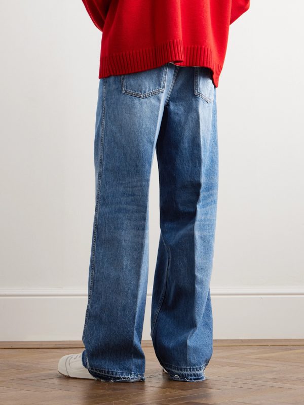 Wide-Leg Distressed Jeans - BK Wide-Leg Distressed Jeans - BK