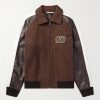 Cotton-Blend Tweed and Leather Bomber Jacket