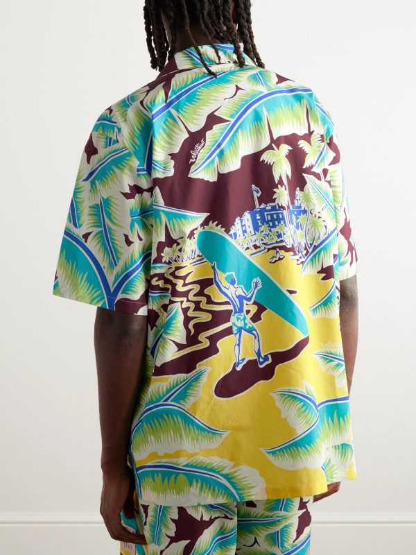 + Sun Surf Camp-Collar Printed Cotton-Poplin Shirt - BK