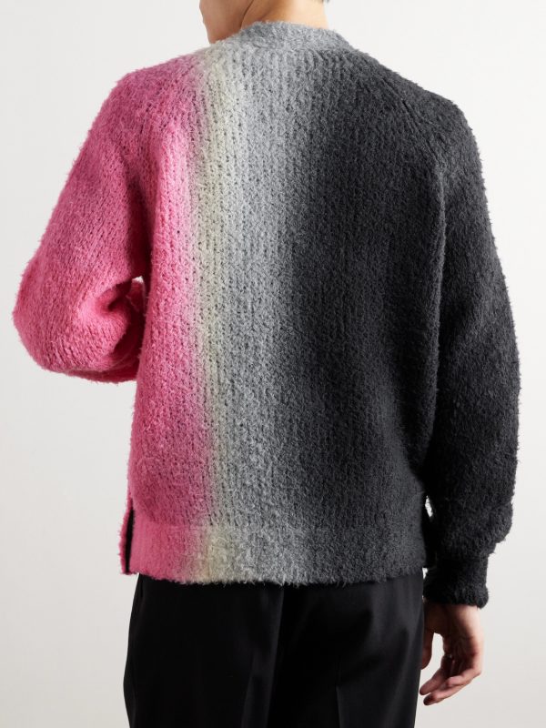 Tie-Dyed Wool-Blend Cardigan - BK Tie-Dyed Wool-Blend Cardigan - BK
