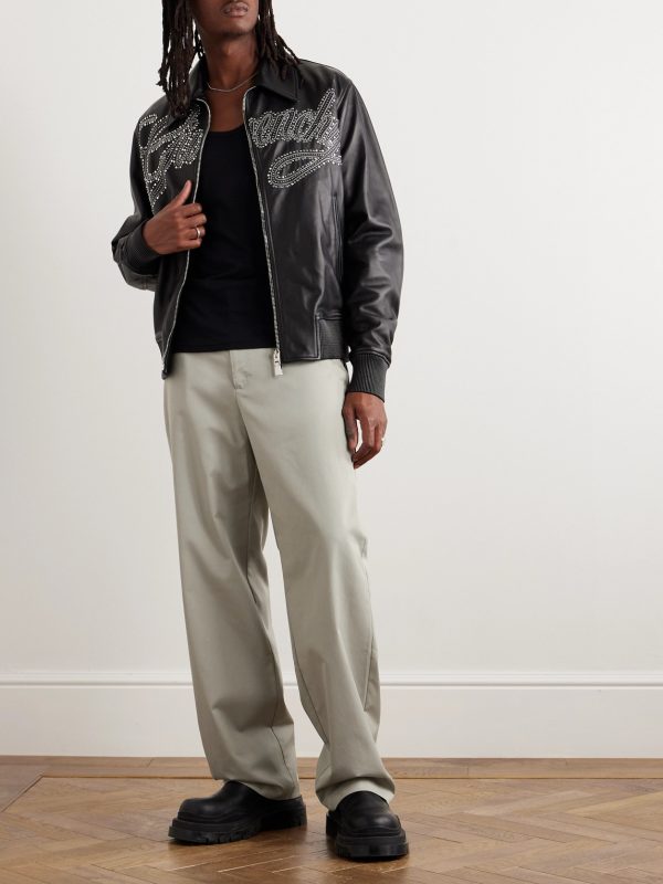 Straight-Leg Logo-Appliquéd Twill Trousers - OU Straight-Leg Logo-Appliquéd Twill Trousers - OU
