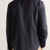 Logo-Appliquéd Striped Wool Overshirt - BK Logo-Appliquéd Striped Wool Overshirt - BK