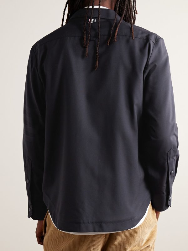 Logo-Appliquéd Striped Wool Overshirt - BK Logo-Appliquéd Striped Wool Overshirt - BK