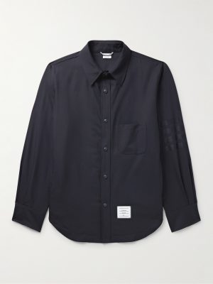 Logo-Appliquéd Striped Wool Overshirt