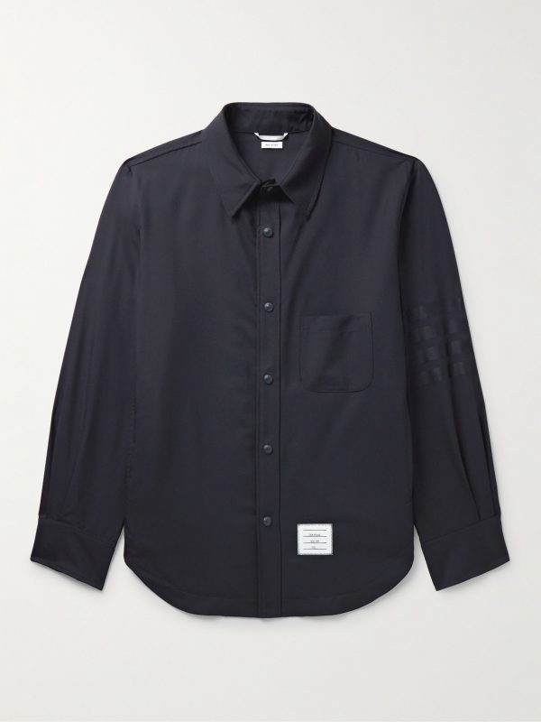 Logo-Appliquéd Striped Wool Overshirt Logo-Appliquéd Striped Wool Overshirt