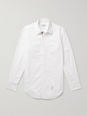 Slim-Fit Button-Down Collar Logo-Appliquéd Cotton Oxford Shirt Slim-Fit Button-Down Collar Logo-Appliquéd Cotton Oxford Shirt