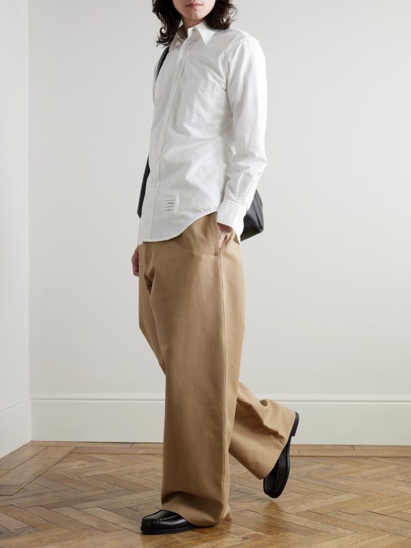 Slim-Fit Button-Down Collar Logo-Appliquéd Cotton Oxford Shirt - OU Slim-Fit Button-Down Collar Logo-Appliquéd Cotton Oxford Shirt - OU