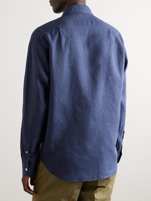 Crinkled Linen-Gauze Shirt - BK Crinkled Linen-Gauze Shirt - BK