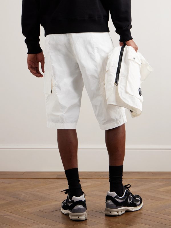 Straight-Leg Logo-Appliquéd Shell Cargo Shorts - BK