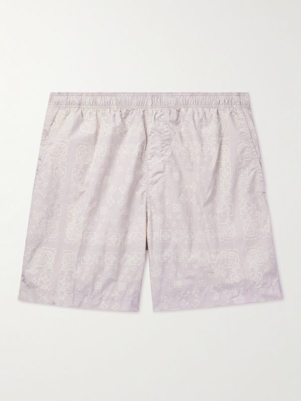 Straight-Leg Mid-Length Bandana-Print Swim Shorts