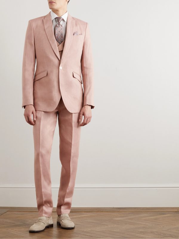 Sidmouth Ebury Slim-Fit Herringbone Linen Suit Jacket - OU