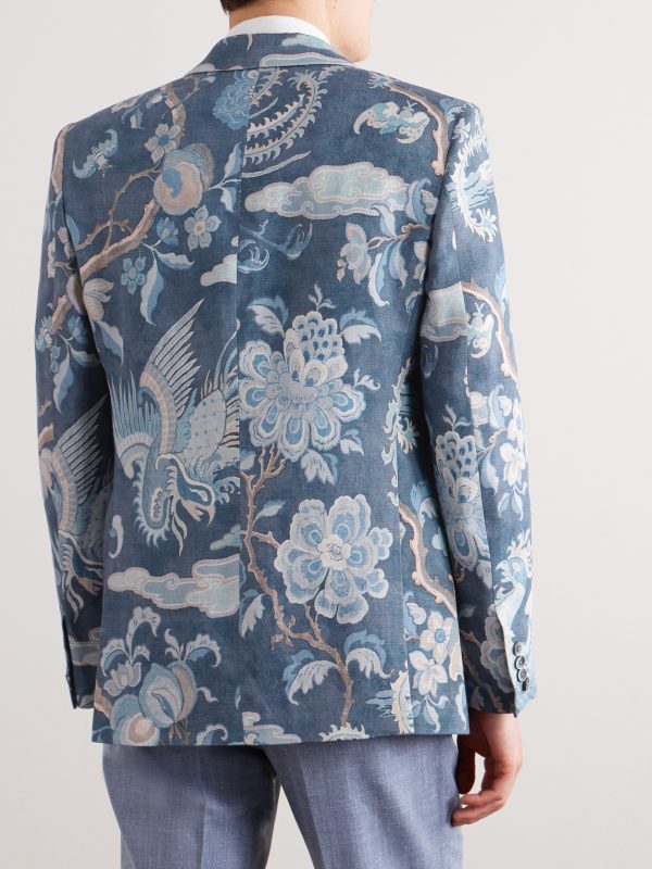 Chifu Newport Printed Linen Blazer - BK