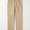 Straight-Leg Pleated Cotton-Canvas Trousers Straight-Leg Pleated Cotton-Canvas Trousers