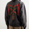 Distressed Logo-Print Cotton-Jersey Sweatshirt - BK Distressed Logo-Print Cotton-Jersey Sweatshirt - BK