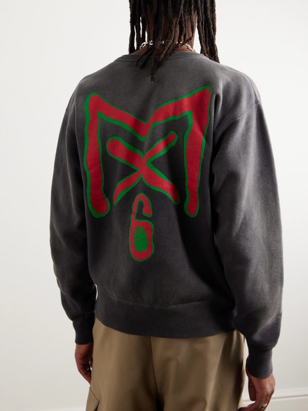 Distressed Logo-Print Cotton-Jersey Sweatshirt - BK Distressed Logo-Print Cotton-Jersey Sweatshirt - BK