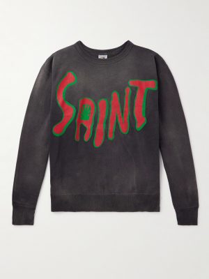 Distressed Logo-Print Cotton-Jersey Sweatshirt Distressed Logo-Print Cotton-Jersey Sweatshirt