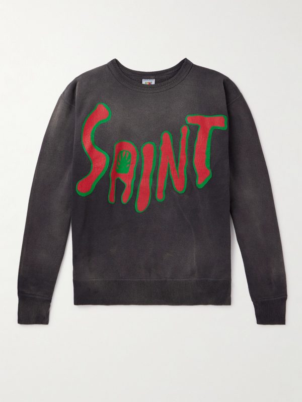 Distressed Logo-Print Cotton-Jersey Sweatshirt Distressed Logo-Print Cotton-Jersey Sweatshirt