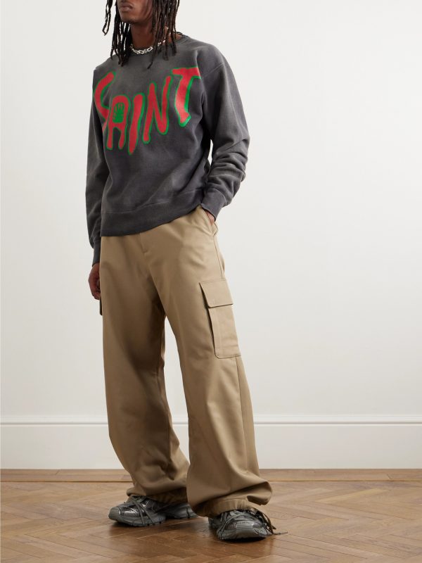 Distressed Logo-Print Cotton-Jersey Sweatshirt - OU Distressed Logo-Print Cotton-Jersey Sweatshirt - OU