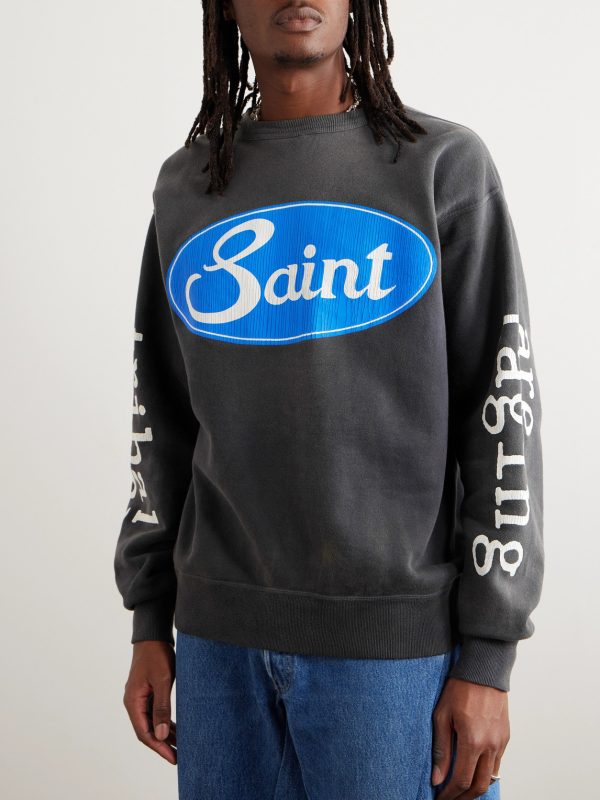 Logo-Print Distressed Cotton-Jersey Sweatshirt - FR Logo-Print Distressed Cotton-Jersey Sweatshirt - FR