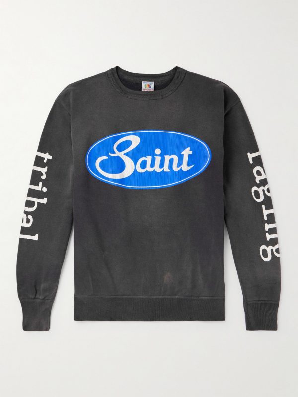 Logo-Print Distressed Cotton-Jersey Sweatshirt Logo-Print Distressed Cotton-Jersey Sweatshirt