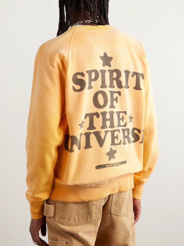 Distressed Printed Cotton-Jersey Sweatshirt - BK Distressed Printed Cotton-Jersey Sweatshirt - BK