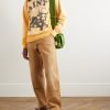 Distressed Printed Cotton-Jersey Sweatshirt - OU Distressed Printed Cotton-Jersey Sweatshirt - OU