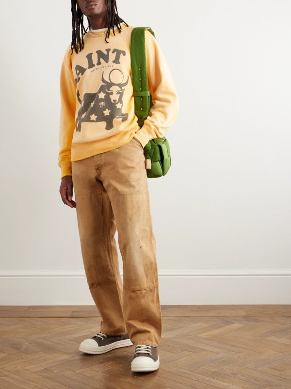 Distressed Printed Cotton-Jersey Sweatshirt - OU Distressed Printed Cotton-Jersey Sweatshirt - OU