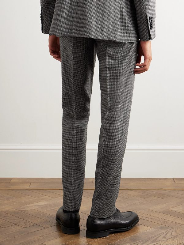 Slim-Fit Straight-Leg Houndstooth Wool and Cashmere-Blend Suit Trousers - BK