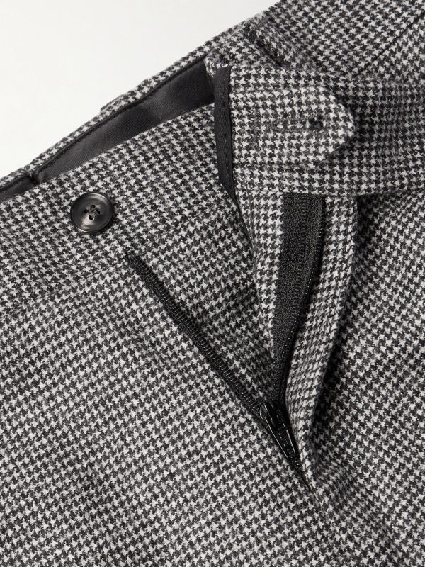 Slim-Fit Straight-Leg Houndstooth Wool and Cashmere-Blend Suit Trousers - E1
