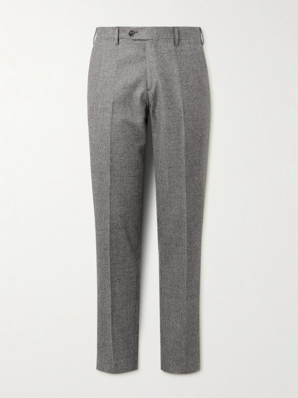 Slim-Fit Straight-Leg Houndstooth Wool and Cashmere-Blend Suit Trousers