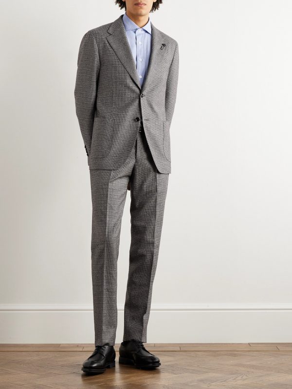 Slim-Fit Straight-Leg Houndstooth Wool and Cashmere-Blend Suit Trousers - OU