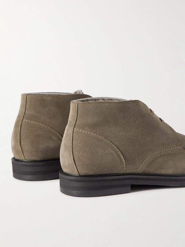 Andrew Split-Toe Shearling-Lined Waxed-Suede Chukka Boots - BK Andrew Split-Toe Shearling-Lined Waxed-Suede Chukka Boots - BK