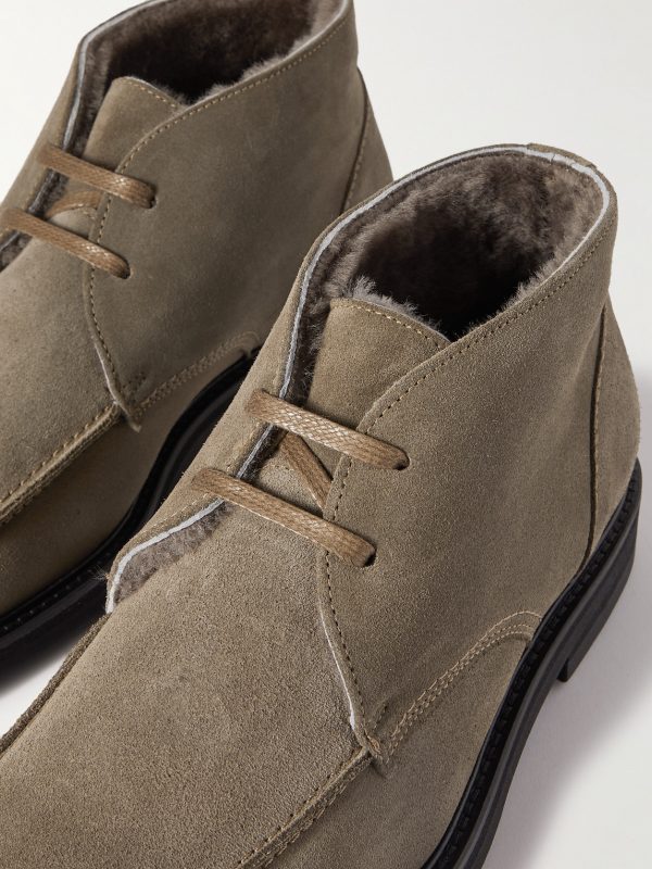 Andrew Split-Toe Shearling-Lined Waxed-Suede Chukka Boots - CU Andrew Split-Toe Shearling-Lined Waxed-Suede Chukka Boots - CU