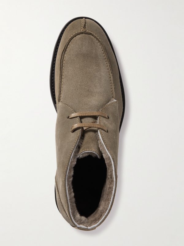 Andrew Split-Toe Shearling-Lined Waxed-Suede Chukka Boots - E2 Andrew Split-Toe Shearling-Lined Waxed-Suede Chukka Boots - E2