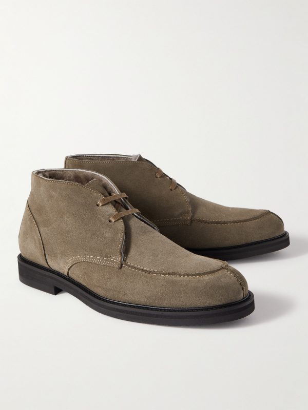 Andrew Split-Toe Shearling-Lined Waxed-Suede Chukka Boots - FR Andrew Split-Toe Shearling-Lined Waxed-Suede Chukka Boots - FR
