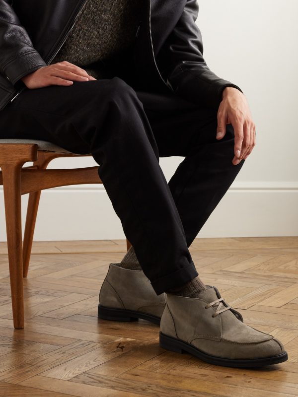 Andrew Split-Toe Shearling-Lined Waxed-Suede Chukka Boots - OU Andrew Split-Toe Shearling-Lined Waxed-Suede Chukka Boots - OU