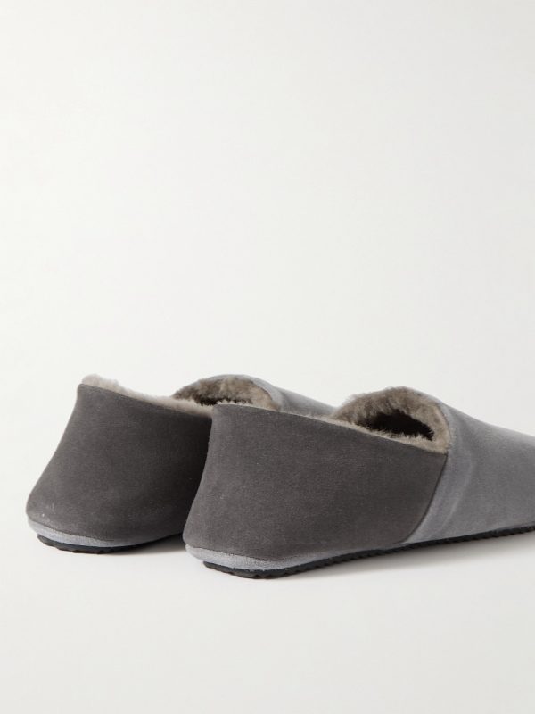 Babouche Shearling-Lined Suede Slippers - BK Babouche Shearling-Lined Suede Slippers - BK