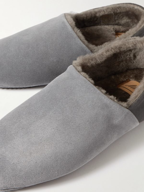 Babouche Shearling-Lined Suede Slippers - CU Babouche Shearling-Lined Suede Slippers - CU