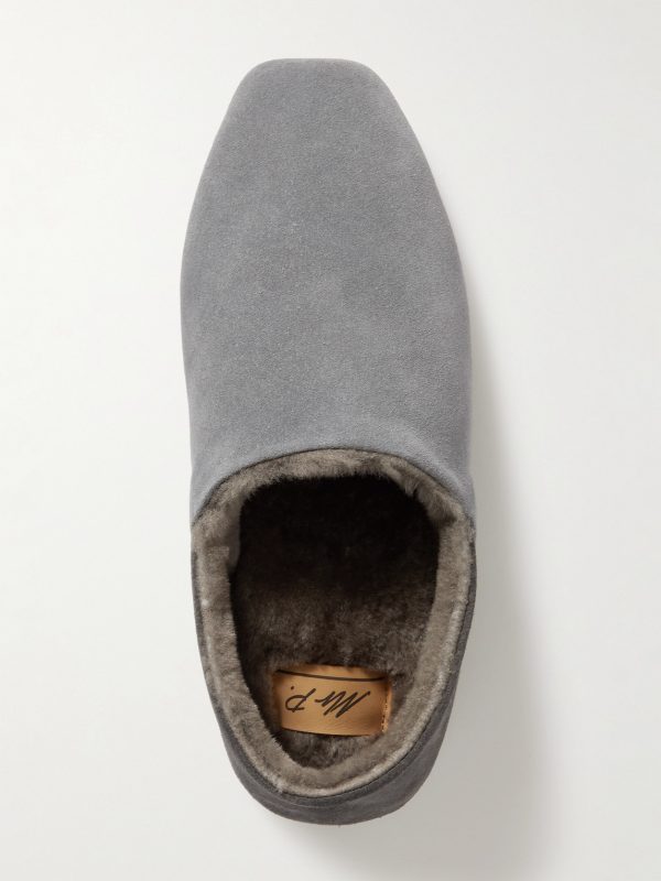 Babouche Shearling-Lined Suede Slippers - E3 Babouche Shearling-Lined Suede Slippers - E3