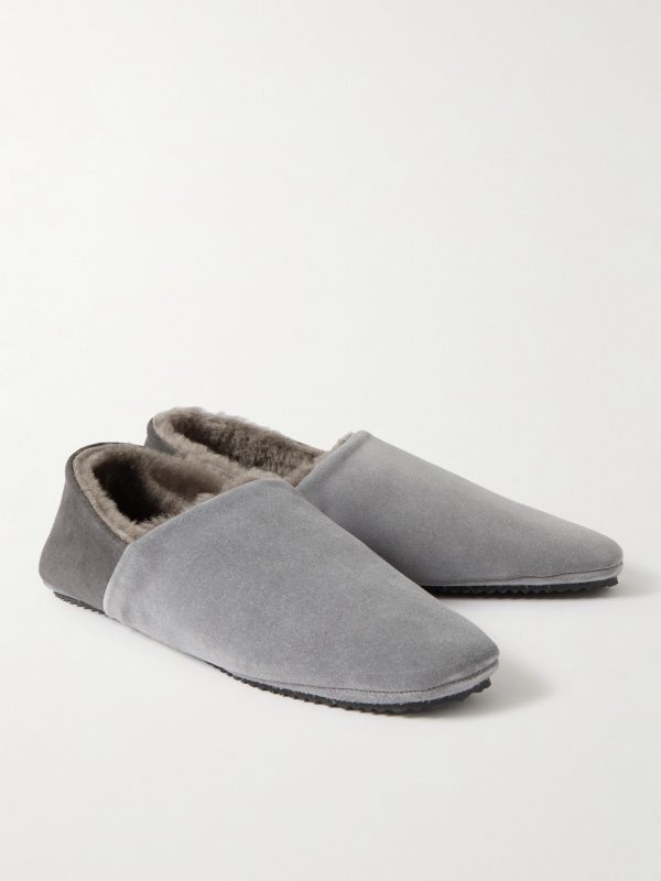 Babouche Shearling-Lined Suede Slippers - FR Babouche Shearling-Lined Suede Slippers - FR