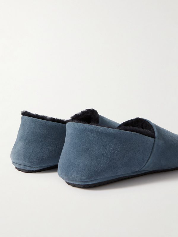 Babouche Shearling-Lined Suede Slippers - BK Babouche Shearling-Lined Suede Slippers - BK