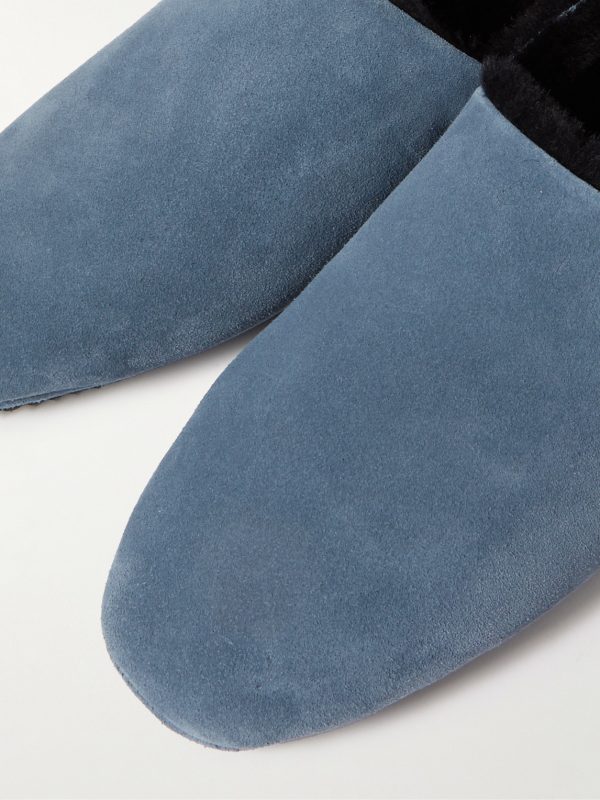 Babouche Shearling-Lined Suede Slippers - CU Babouche Shearling-Lined Suede Slippers - CU