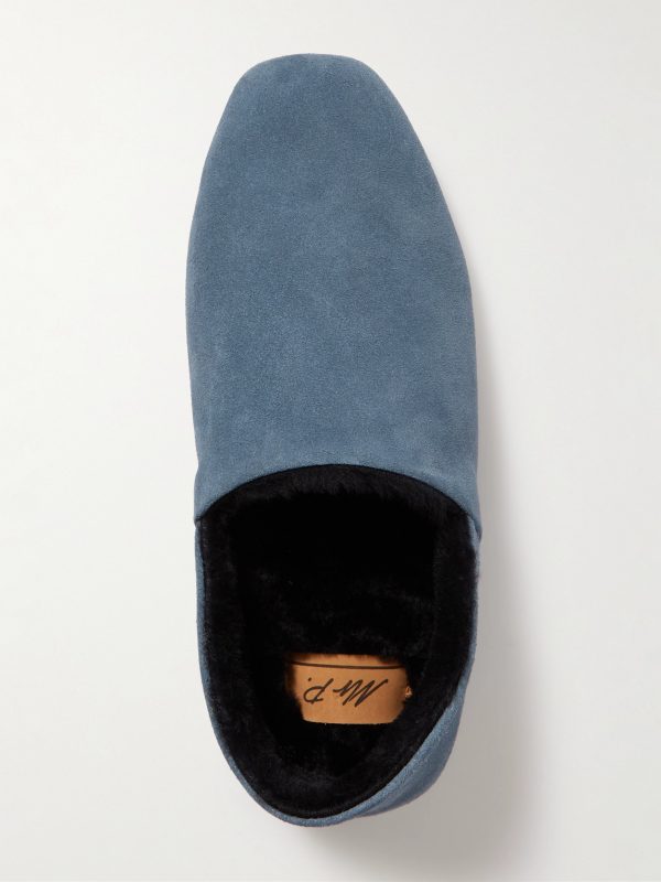 Babouche Shearling-Lined Suede Slippers - E2 Babouche Shearling-Lined Suede Slippers - E2