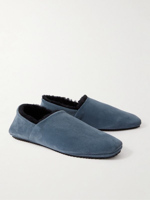 Babouche Shearling-Lined Suede Slippers - FR Babouche Shearling-Lined Suede Slippers - FR