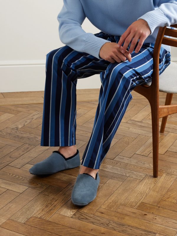 Babouche Shearling-Lined Suede Slippers - OU Babouche Shearling-Lined Suede Slippers - OU